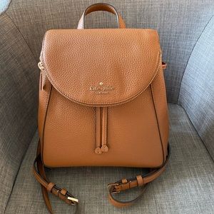 Kate Spade Leila Medium Flap Leather Backpack - Warm Gingerbread